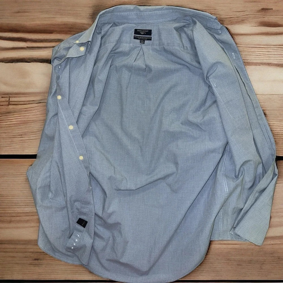 Dockers Long Sleeve Button Down Oxford Blue Checked Shirt - Picture 7 of 7
